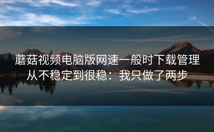 蘑菇视频电脑版网速一般时下载管理从不稳定到很稳：我只做了两步