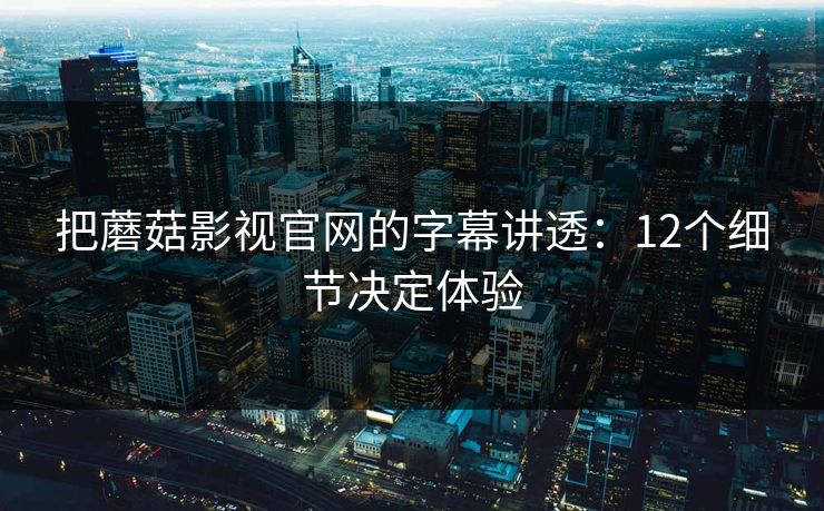 把蘑菇影视官网的字幕讲透：12个细节决定体验